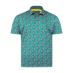 Swannies Golf Shirt Mens Size Medium Floral Sporty Green Pink Summer Vacation